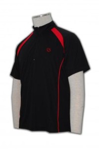 W065-1 訂造波衫  波衫燙字 訂做功能性運動衫  運動衫批發 足球球衣專賣店    黑色   撞色紅色